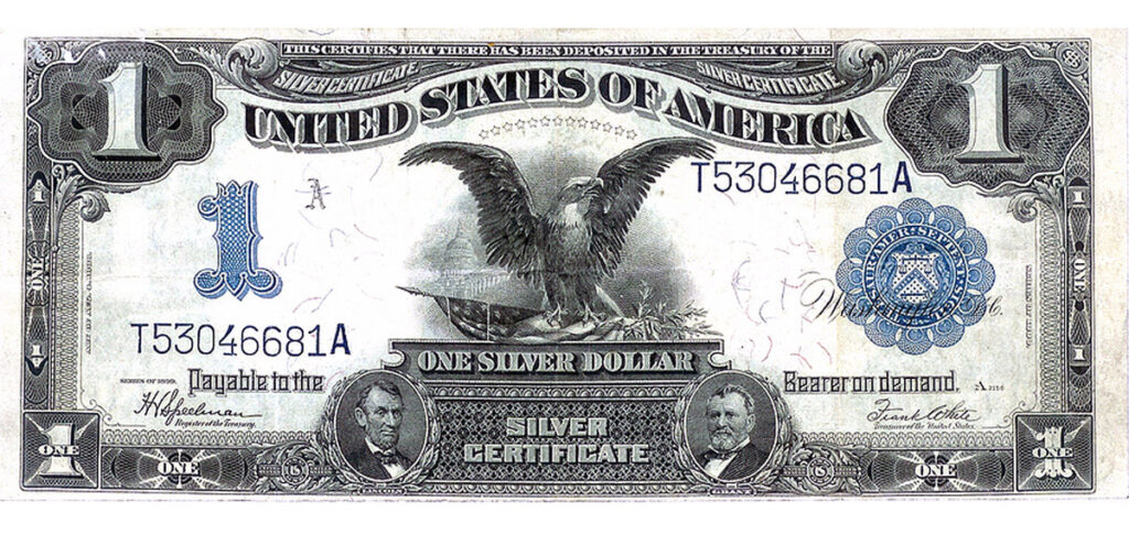 silver certificate for one silver dollar